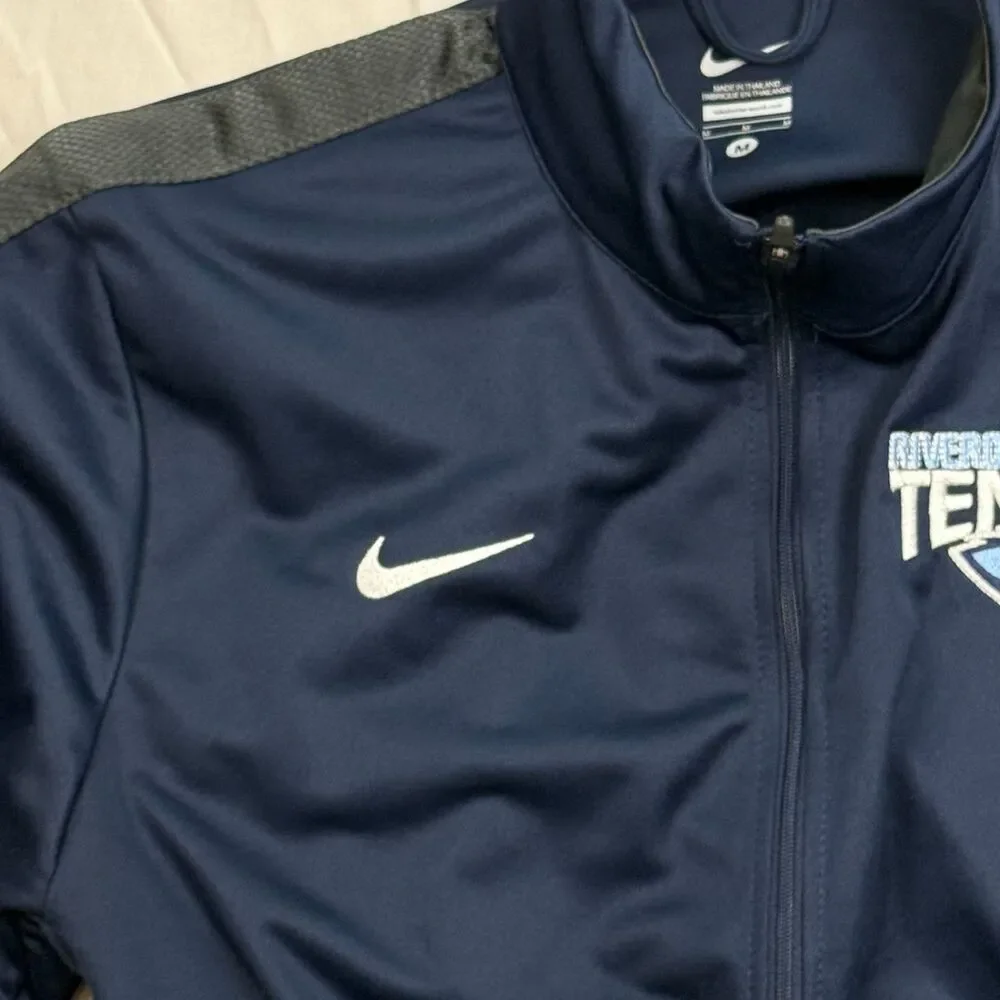Nike Running Zip Track Jacket Navy Long Sleeve Medium Pockets Tennis High School